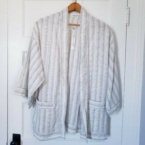 NWT Max Studio Linen Cotton Kimono Stripe Jacket